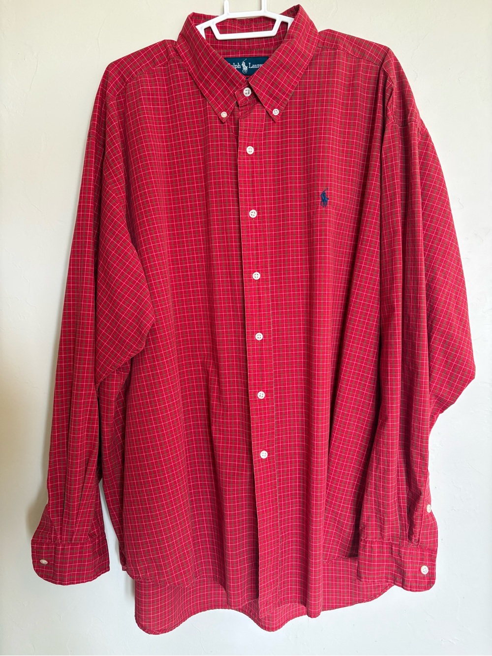 Polo Ralph Lauren Shirt Mens XXL Red Green Plaid Blake Fit Button Down  Cotton